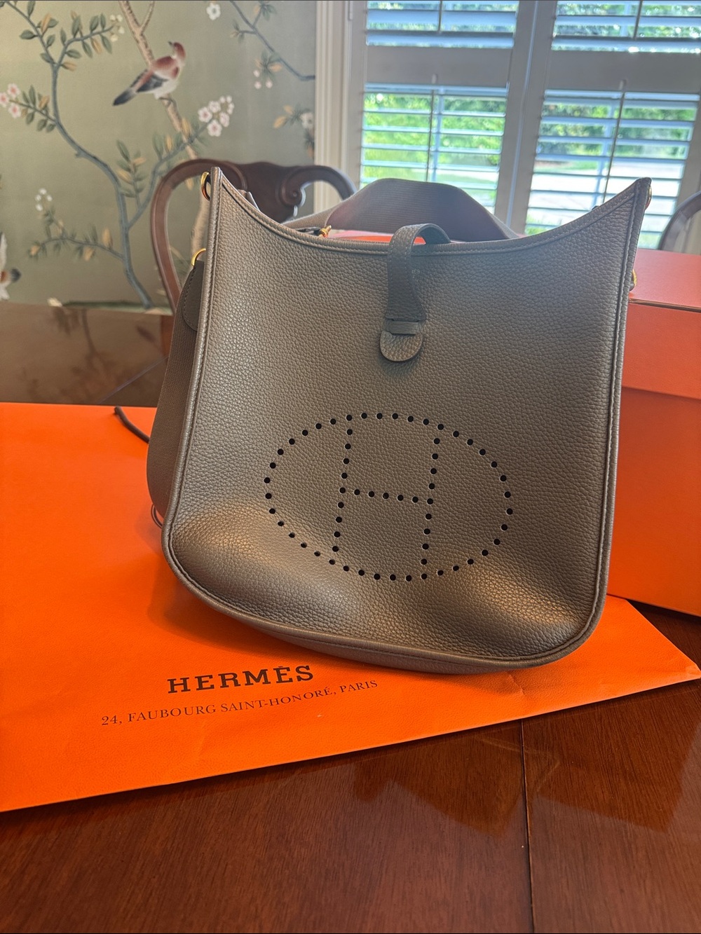 Hermès Evelyne III 29 Tote Bag in Etain